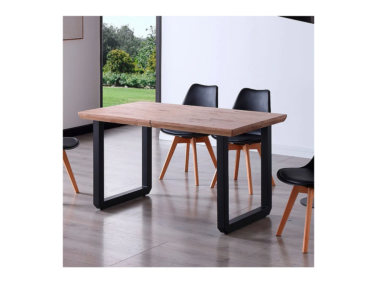 Mesa de comedor extensible Roma roble Honey/negro 77x140x80 cm Adec