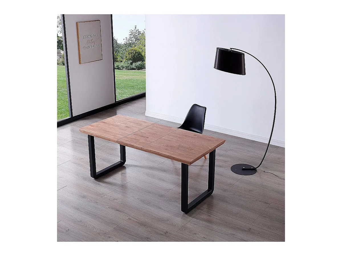 Mesa de comedor extensible Roma roble Honey/negro 77x140x80 cm Adec