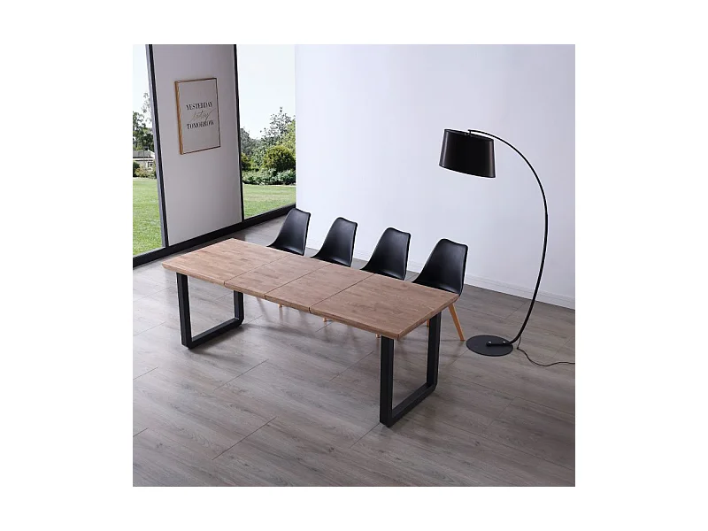 Mesa de comedor extensible Roma roble Honey/negro 77x140x80 cm Adec