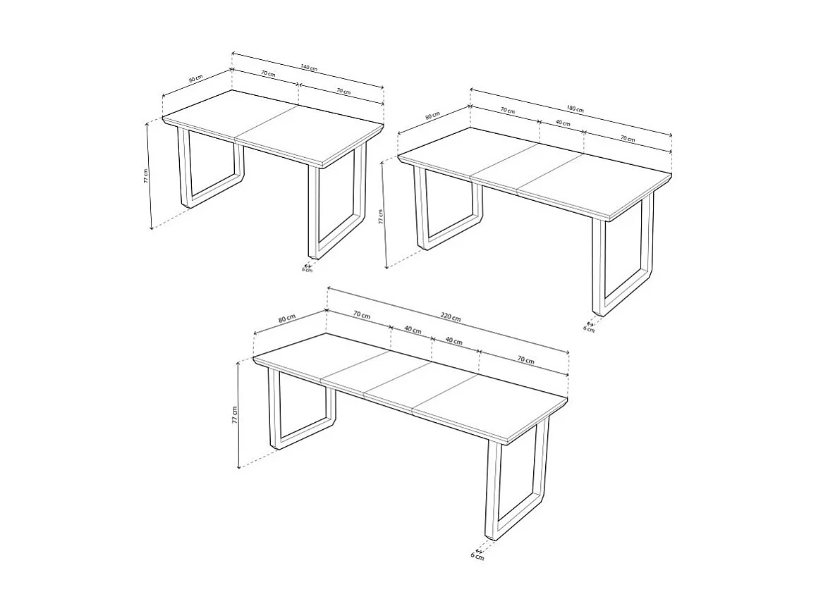 Mesa de comedor extensible Roma roble Honey/negro 77x140x80 cm Adec