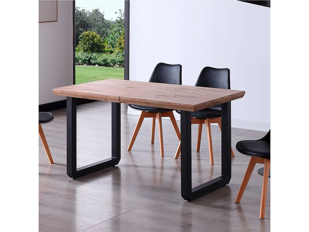 Mesa de comedor extensible Roma roble Honey/negro 77x140x80 cm Adec
