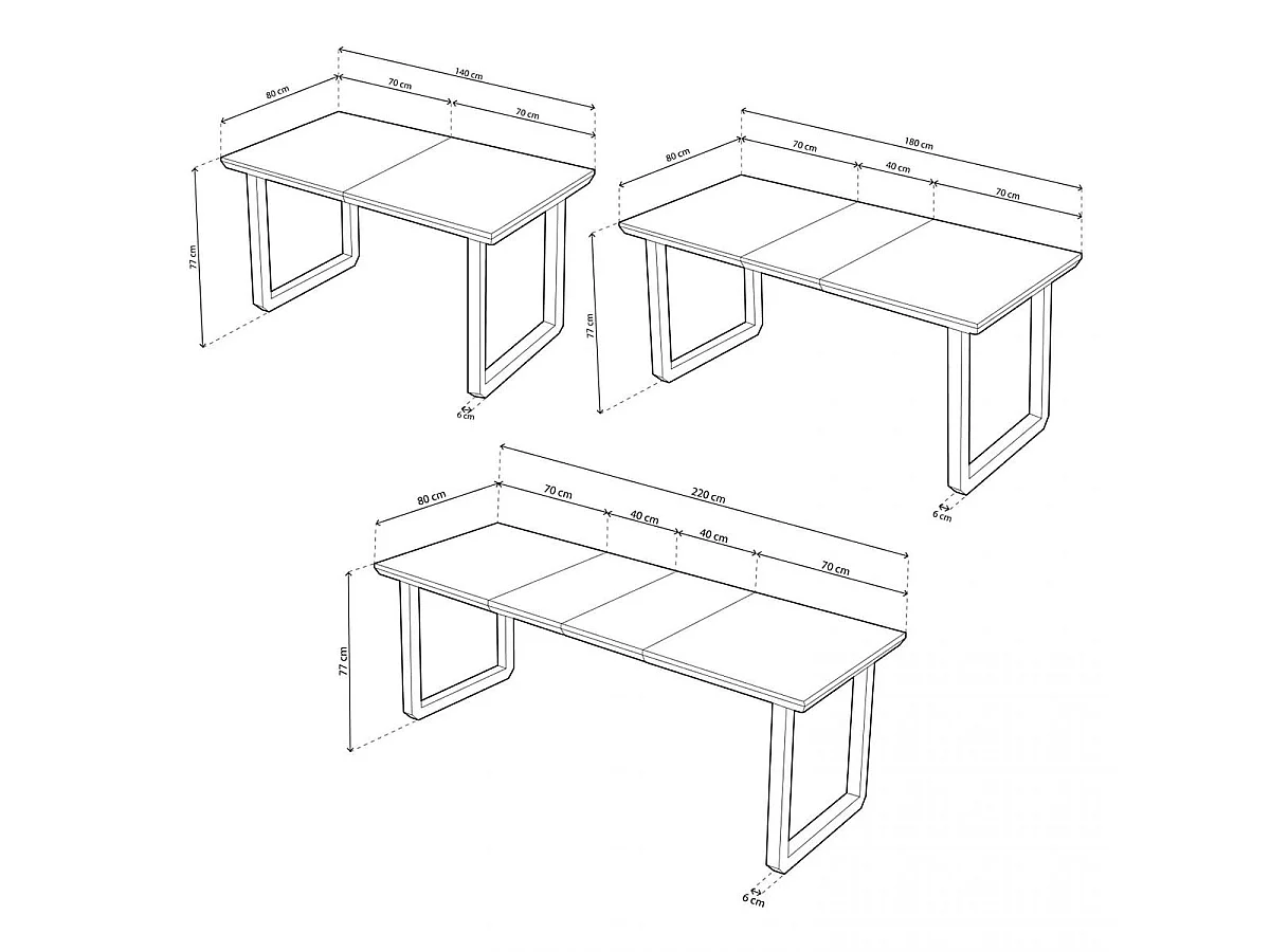 Mesa de jantar extensível Roma Carvalho Mel - Preto