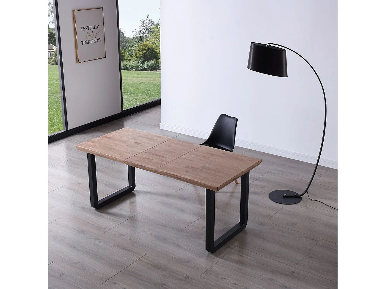 Mesa de jantar extensível Roma Roble Honey - Negro