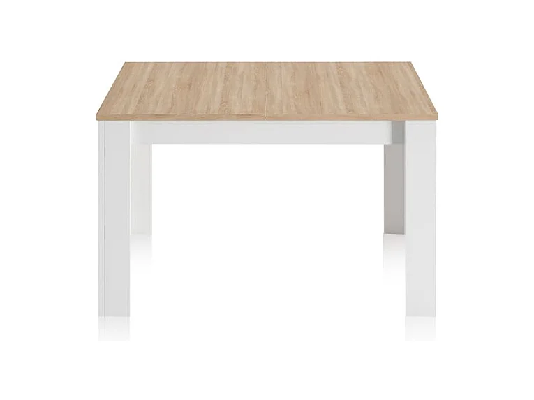 Mesa de comedor extensible Kendra 123 Blanco Artik (Blanco Mate) - Roble Canadian