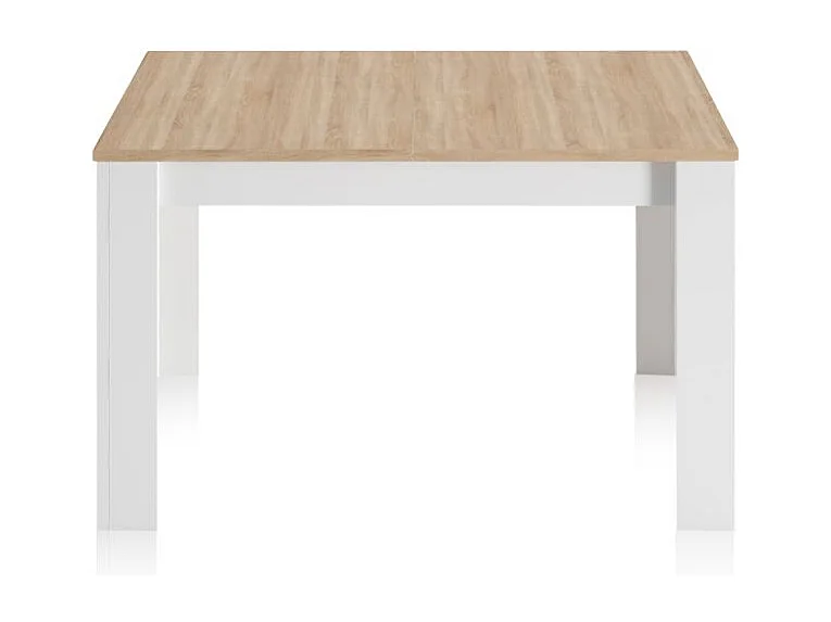 Mesa de comedor extensible Kendra 123 Blanco Artik (Blanco Mate) - Roble Canadian