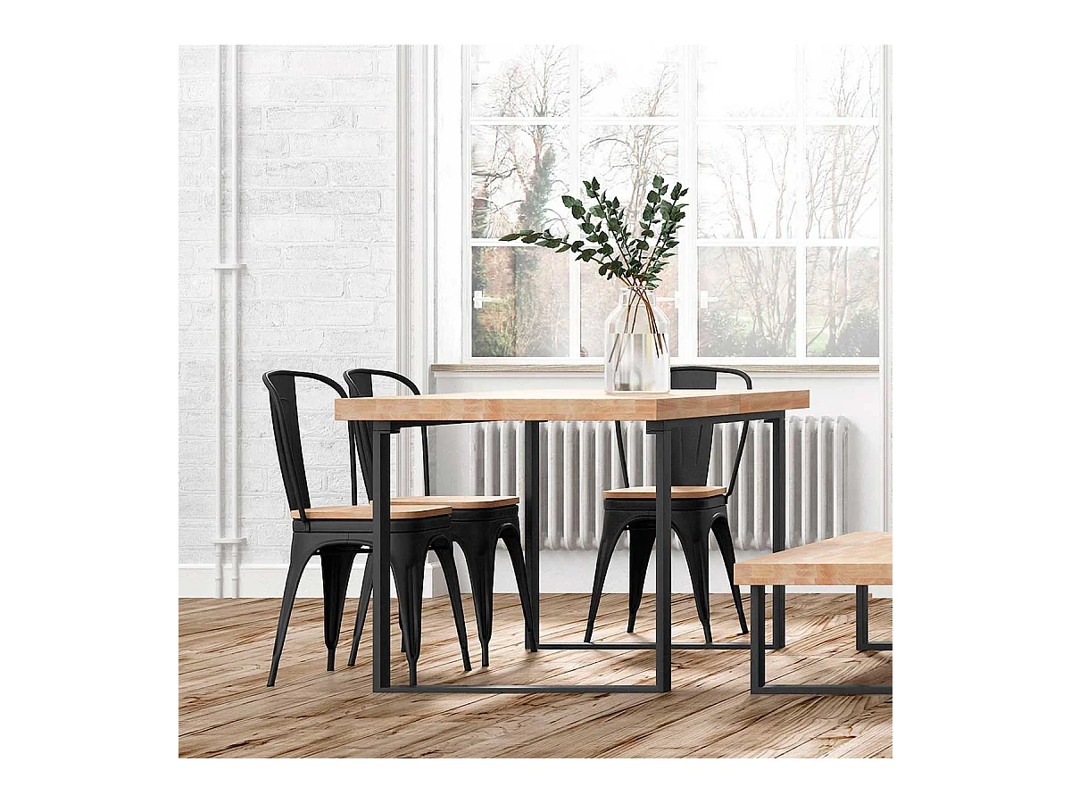 Mesa de comedor extensible Natural roble Nordish/negro 140-180x80x76 cm Adec