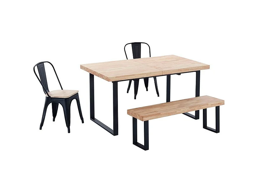 Mesa de comedor extensible Natural roble Nordish/negro 140-180x80x76 cm Adec