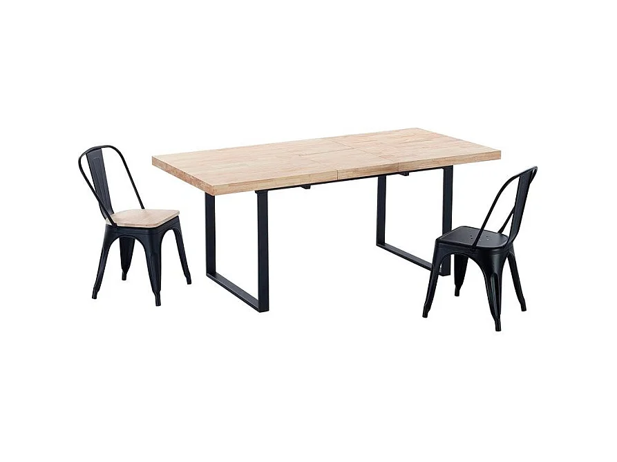 Mesa de comedor extensible Natural roble Nordish/negro 140-180x80x76 cm Adec