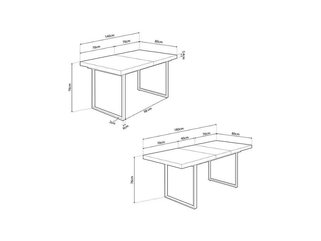 Mesa de comedor extensible Natural roble Nordish/negro 140-180x80x76 cm Adec
