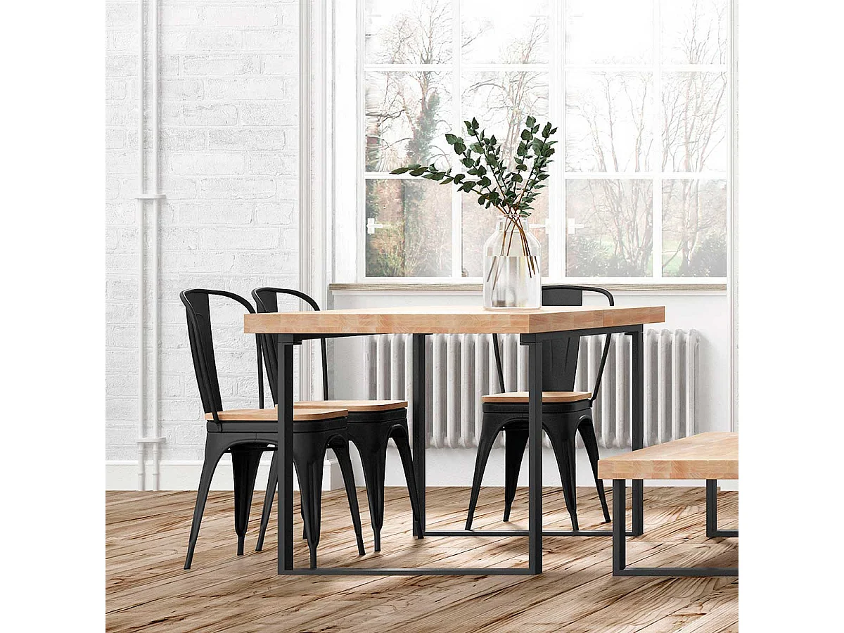 Mesa de comedor extensible Natural roble Nordish/negro 140-180x80x76 cm Adec