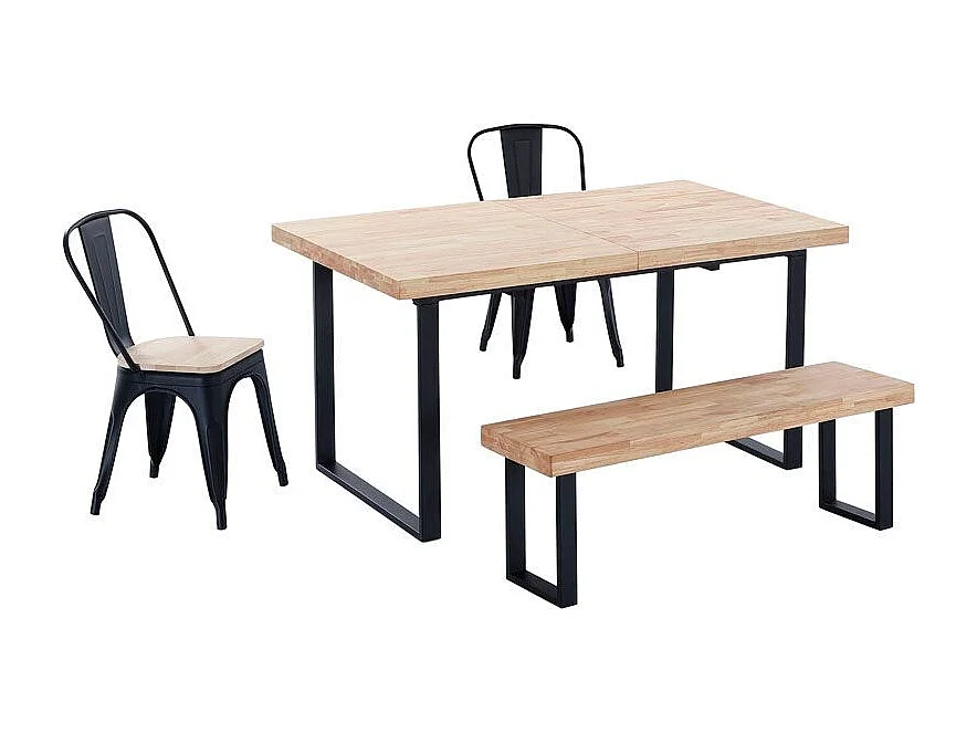 Mesa de comedor extensible Natural roble Nordish/negro 140-180x80x76 cm Adec