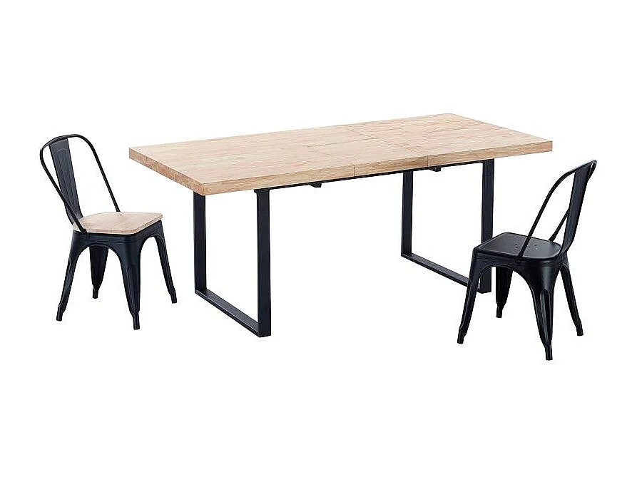 Mesa de comedor extensible Natural roble Nordish/negro 140-180x80x76 cm Adec