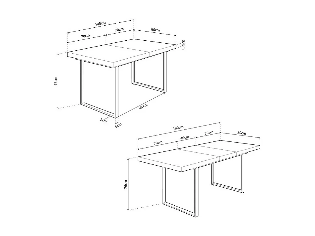 Mesa de comedor extensible Natural roble Nordish/negro 140-180x80x76 cm Adec