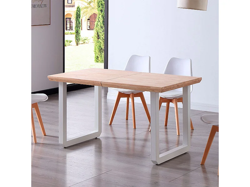 Mesa de comedor extensible Roma roble Nordish/blanco 77x140x80 cm Adec