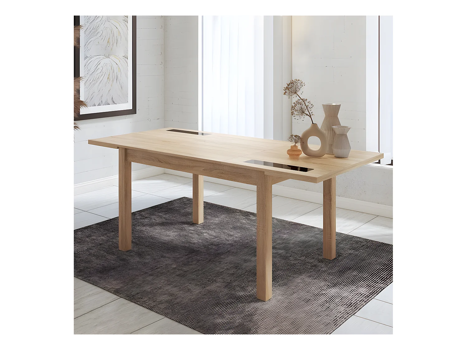 Mesa extensible 140cm C/Negro Lara Cambria