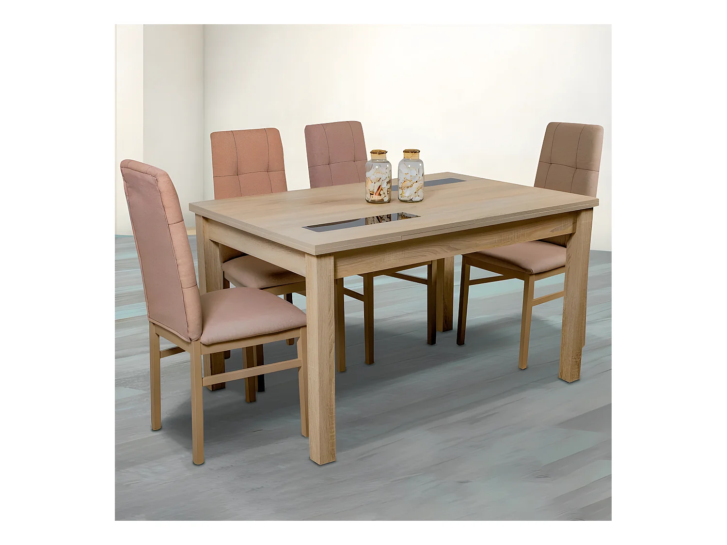 Mesa extensible 140cm C/Negro Lara Cambria