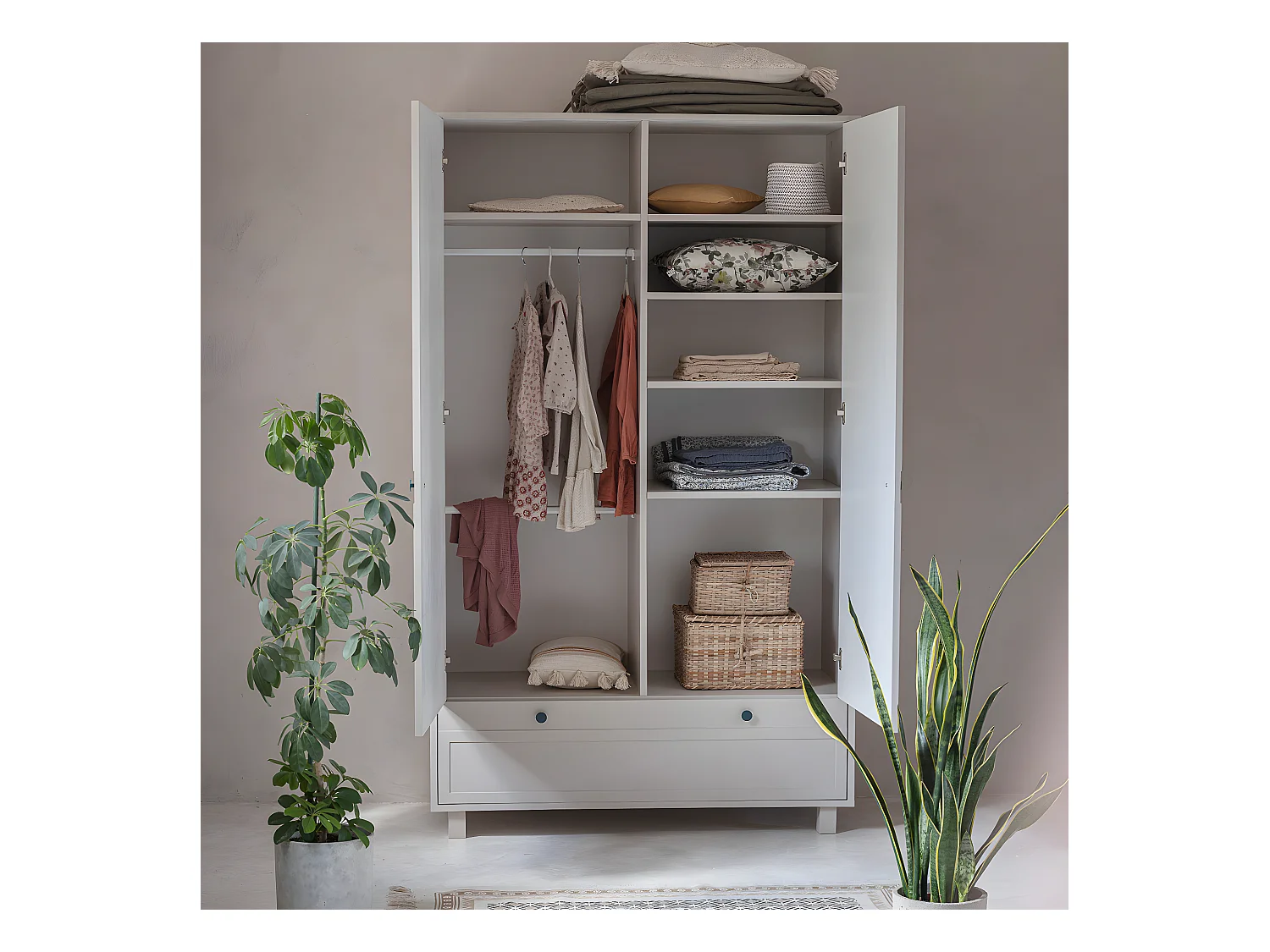 Armoire 2 portes 1 tiroir Gabriel - Cachemire