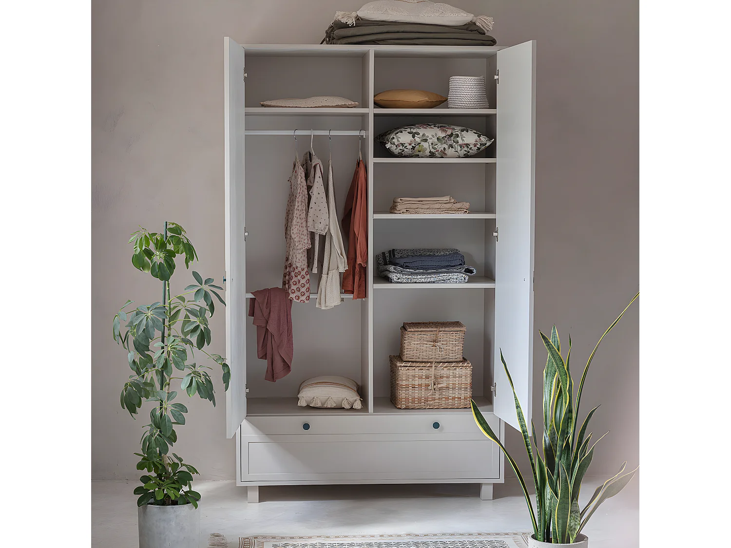 Armoire 2 portes 1 tiroir Gabriel - Cachemire