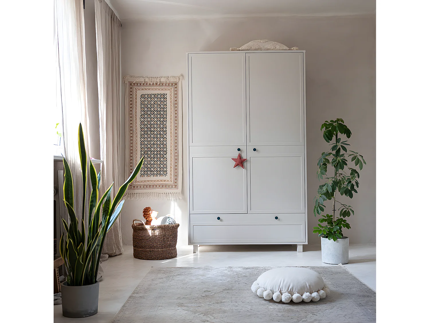 Armoire 2 portes 1 tiroir Gabriel - Cachemire