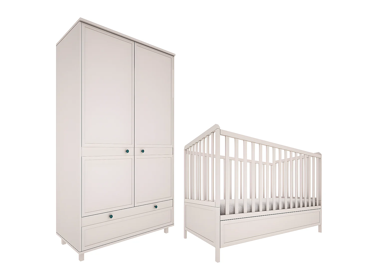 Lit évolutif 70x140 et armoire 2 portes Gabriel - Cachemire