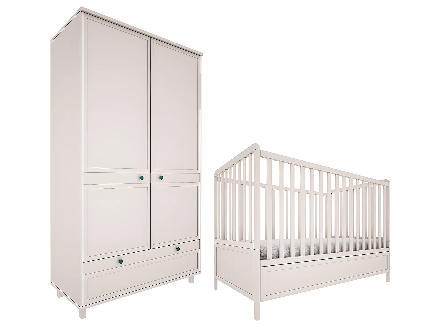 Lit évolutif 70x140 et armoire 2 portes Gabriel - Cachemire