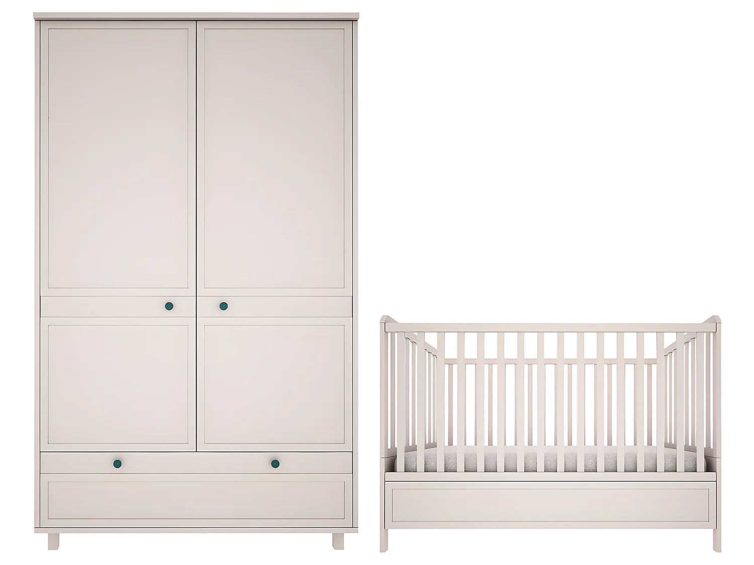 Lit évolutif 70x140 et armoire 2 portes Gabriel - Cachemire