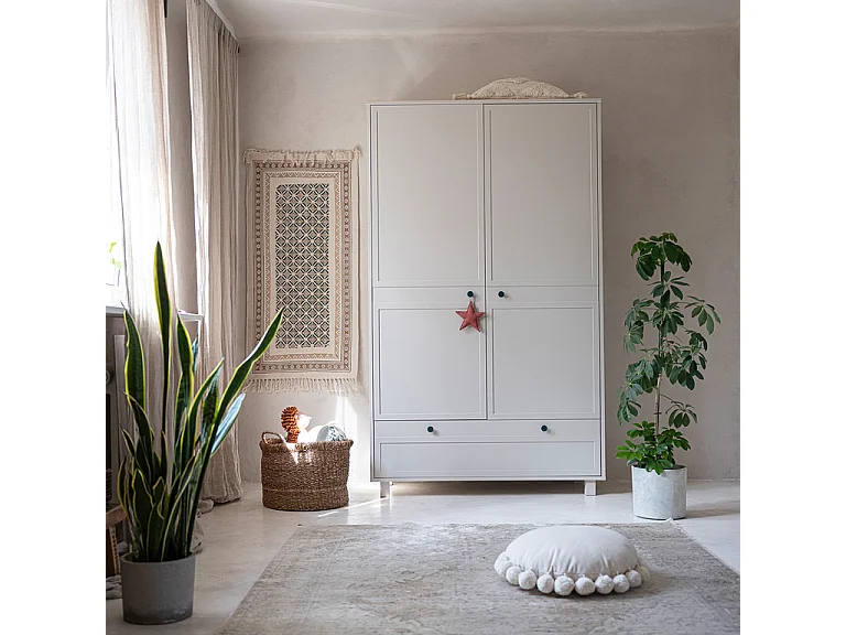 Lit évolutif 70x140 et armoire 2 portes Gabriel - Cachemire