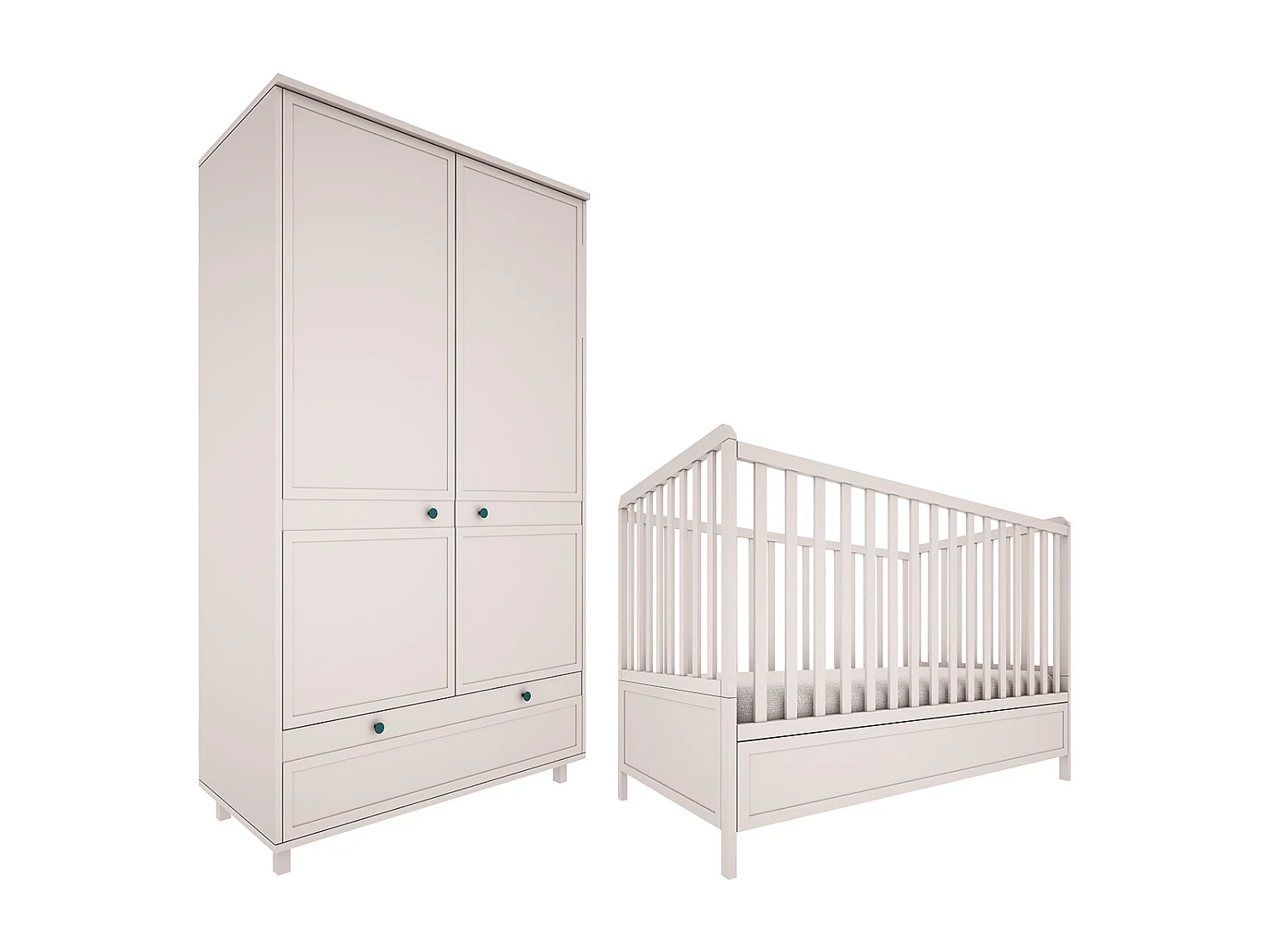 Lit évolutif 70x140 et armoire 2 portes Gabriel - Cachemire