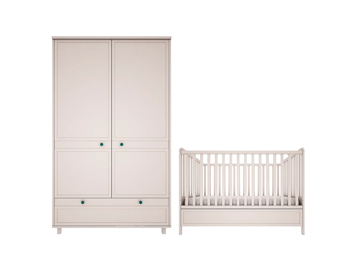 Lit évolutif 70x140 et armoire 2 portes Gabriel - Cachemire