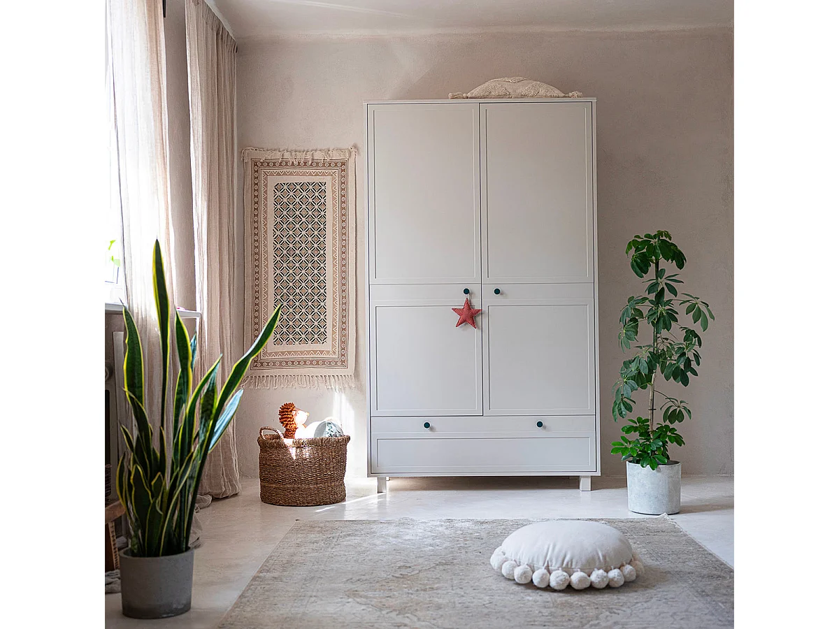 Lit évolutif 70x140 et armoire 2 portes Gabriel - Cachemire