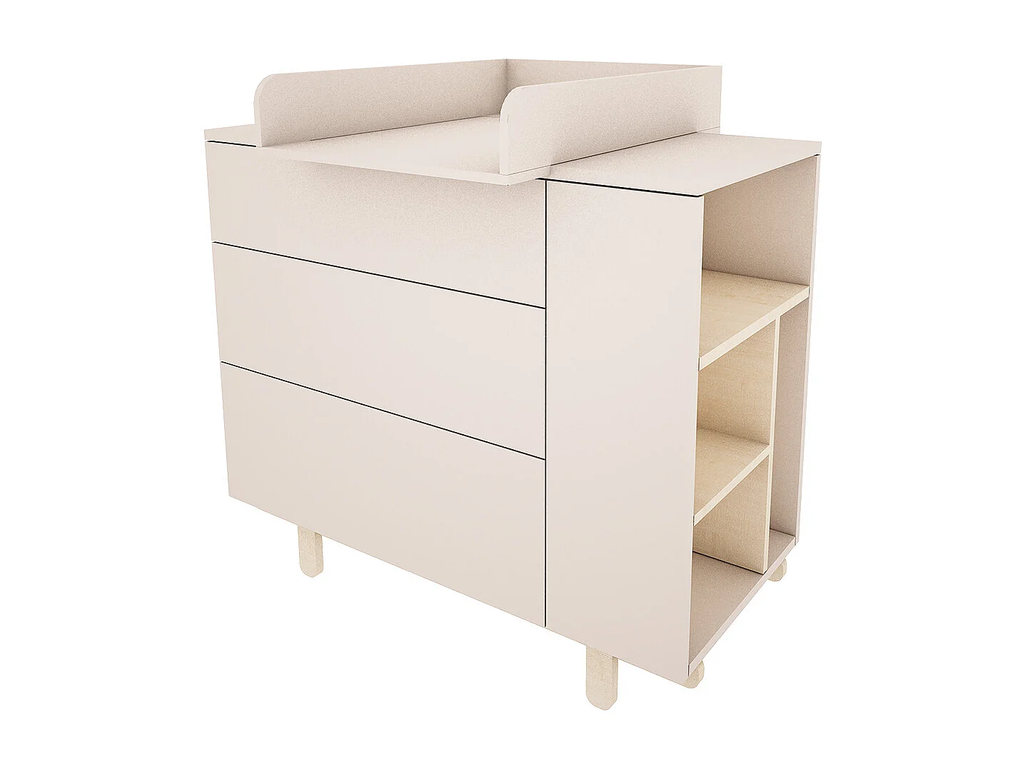 Chambre complète lit évolutif 70x140 commode à langer et armoire 2 portes Romy - Cachemire