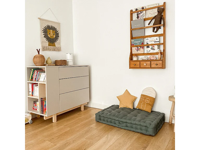 Chambre complète lit évolutif 70x140 commode à langer et armoire 2 portes Romy - Cachemire