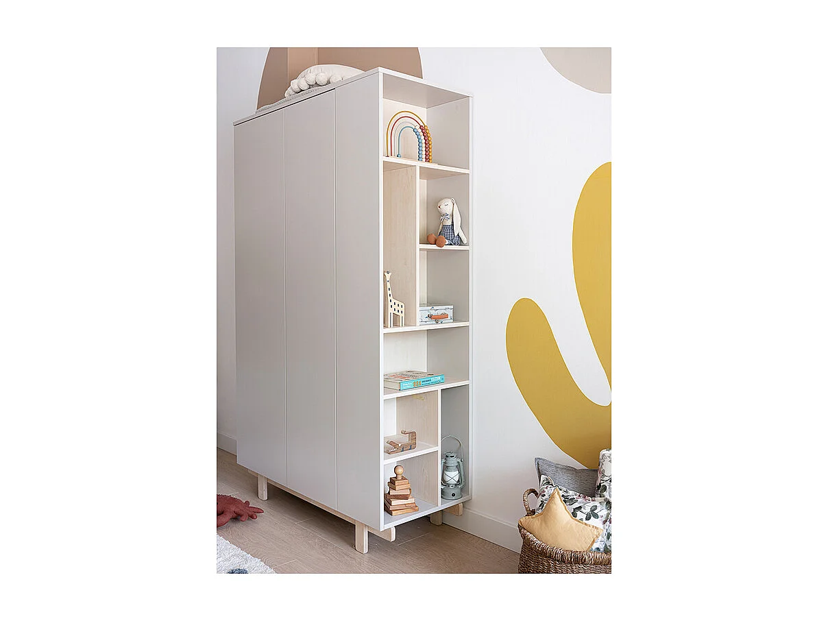 Chambre complète lit évolutif 70x140 commode à langer et armoire 2 portes Romy - Cachemire