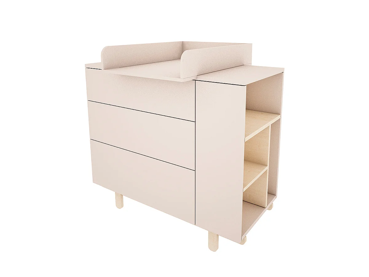 Chambre complète lit évolutif 70x140 commode à langer et armoire 2 portes Romy - Cachemire