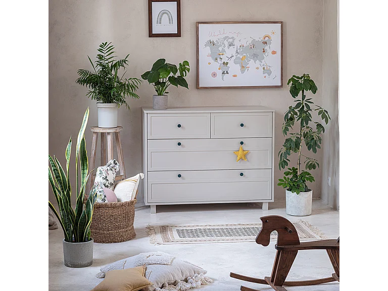 Chambre complète lit évolutif 70x140 commode à langer et armoire 2 portes Gabriel - Cachemire