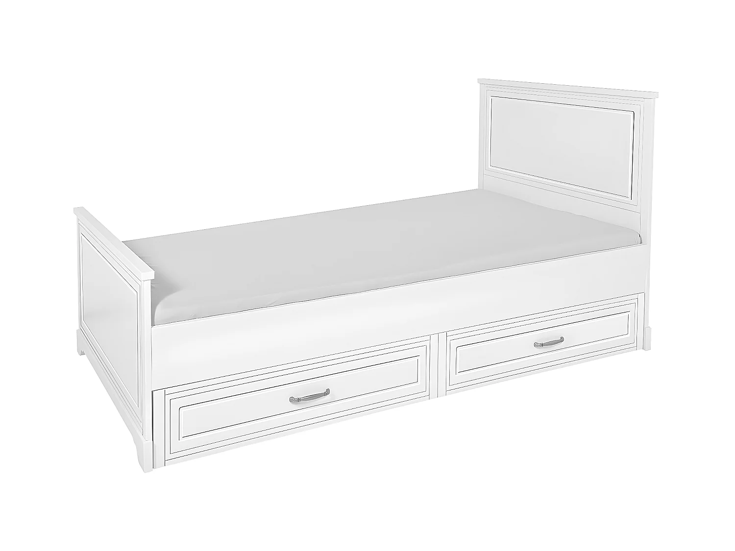 Lit enfant 90x200 sommier et tiroir inclus Melody Blanc