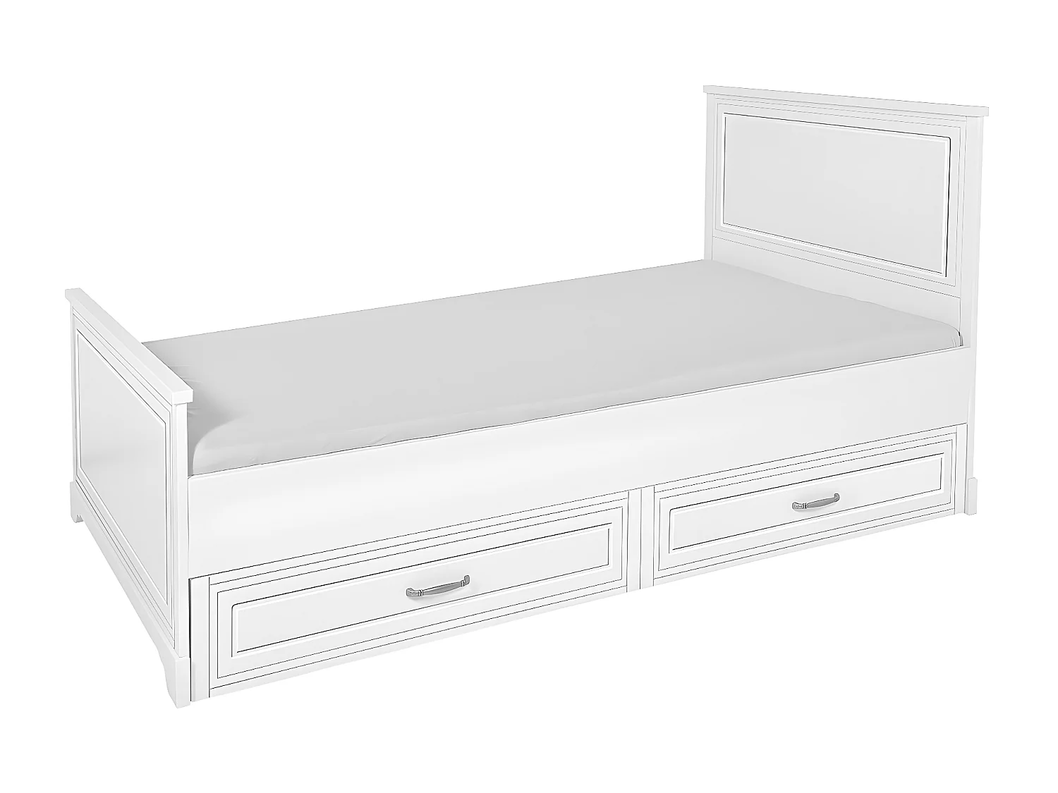 Lit enfant 90x200 sommier et tiroir inclus Melody Blanc