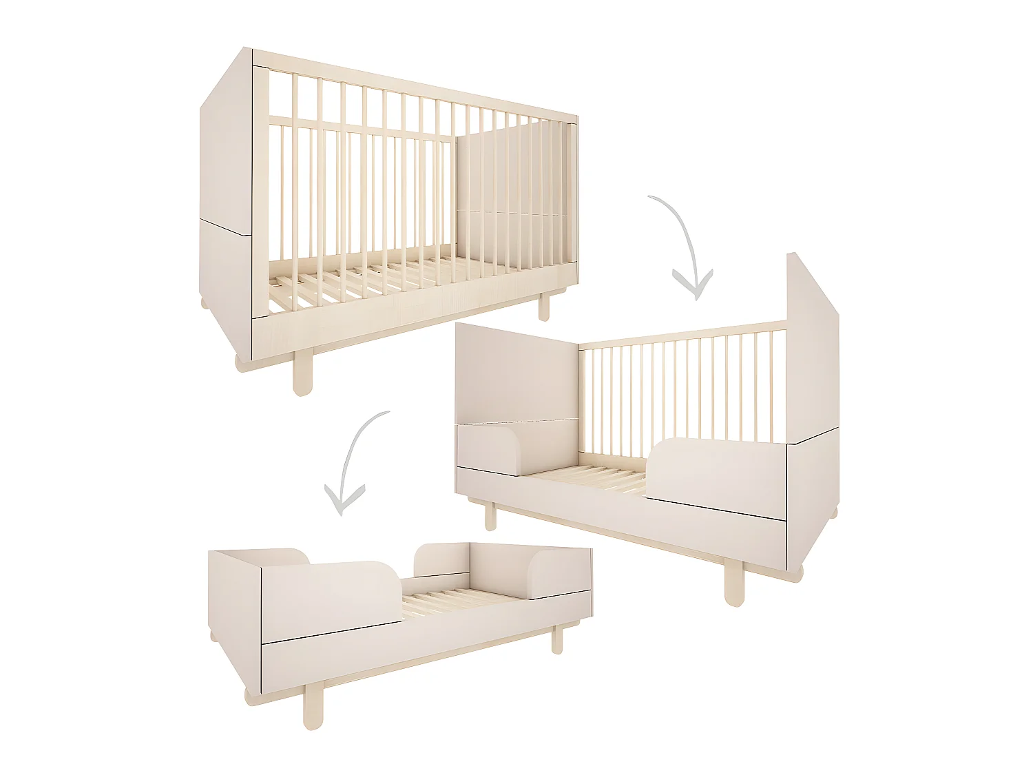 Lit évolutif 70x140 Romy - Beige