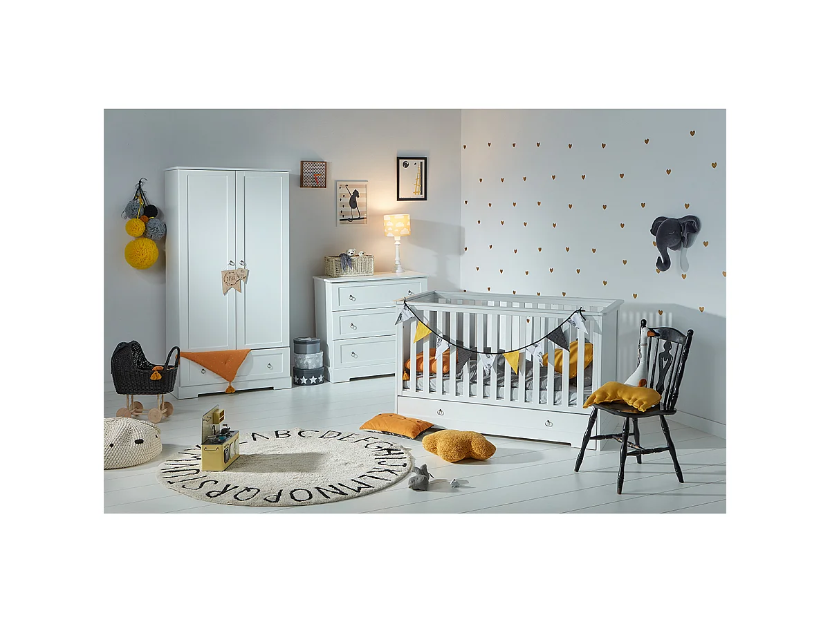 Lit évolutif 70x140 tiroir inclus Elio Blanc