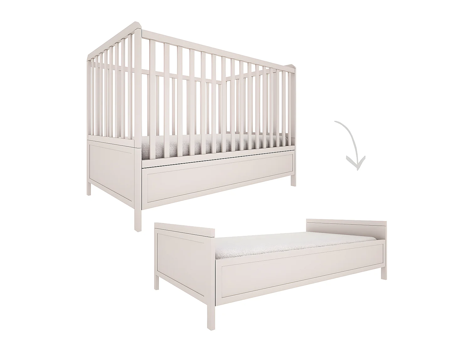 Lit évolutif 70x140 Gabriel - Beige