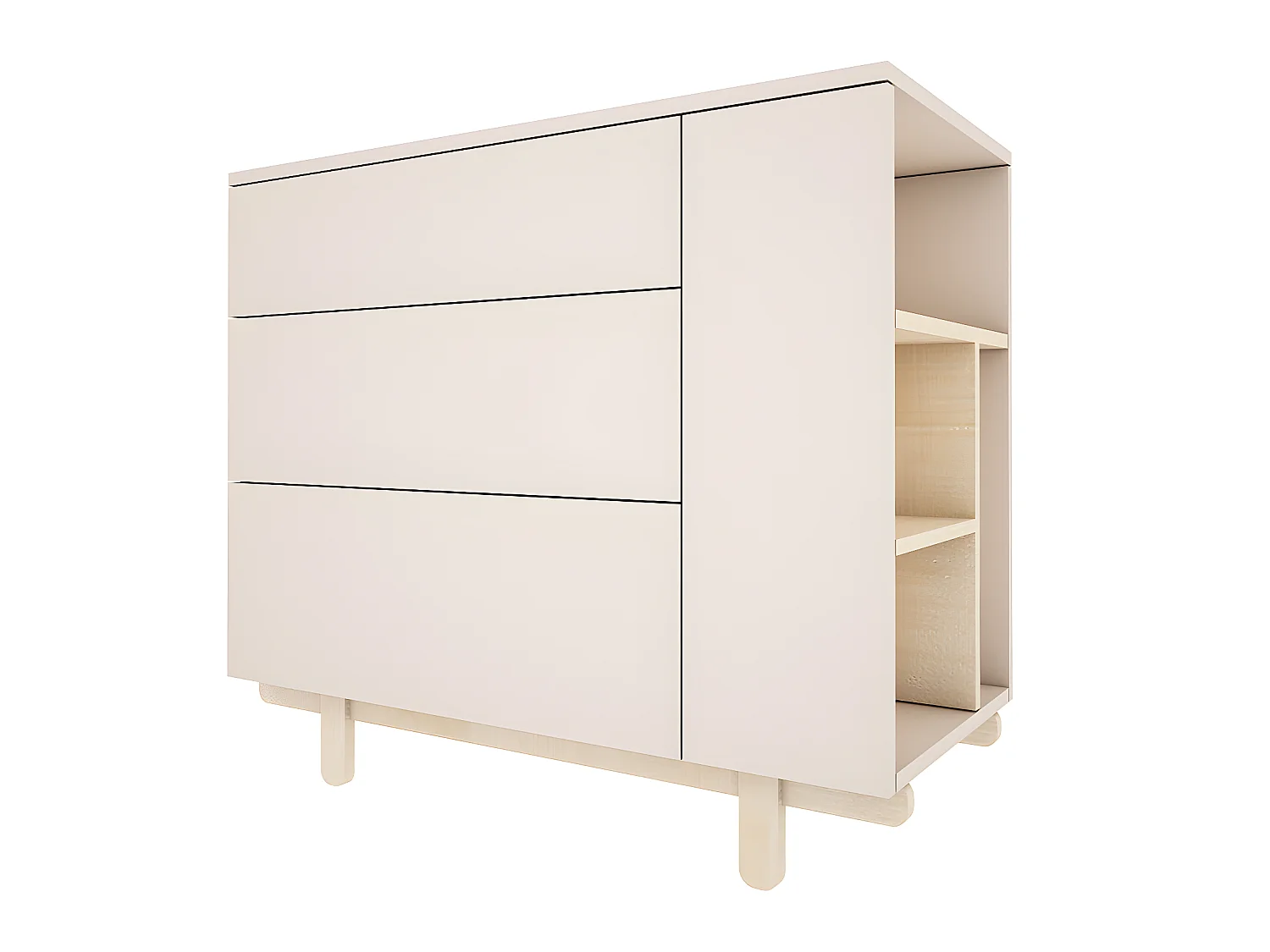 Commode 3 tiroirs Romy - Beige
