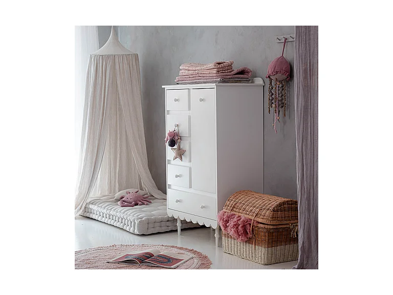 Commode 5 tiroirs 1 porte Babushka Blanc