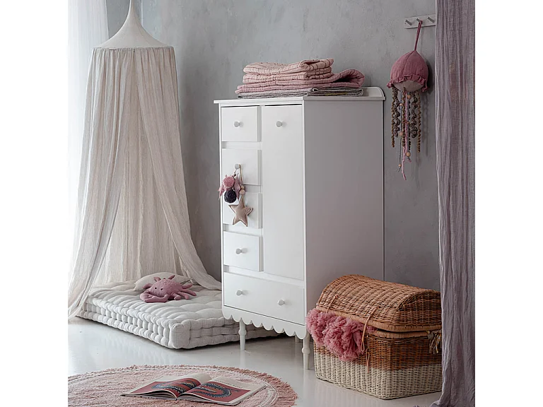 Commode 5 tiroirs 1 porte Babushka Blanc