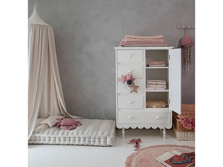 Commode 5 tiroirs 1 porte Babushka Blanc