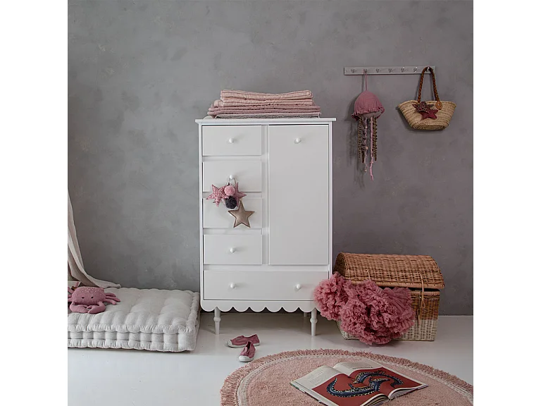 Commode 5 tiroirs 1 porte Babushka Blanc