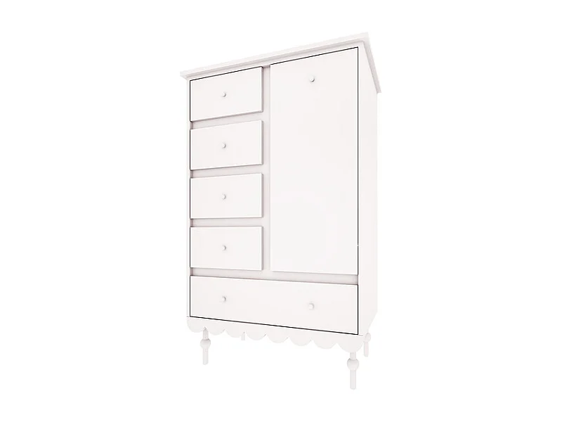 Commode 5 tiroirs 1 porte Babushka Blanc