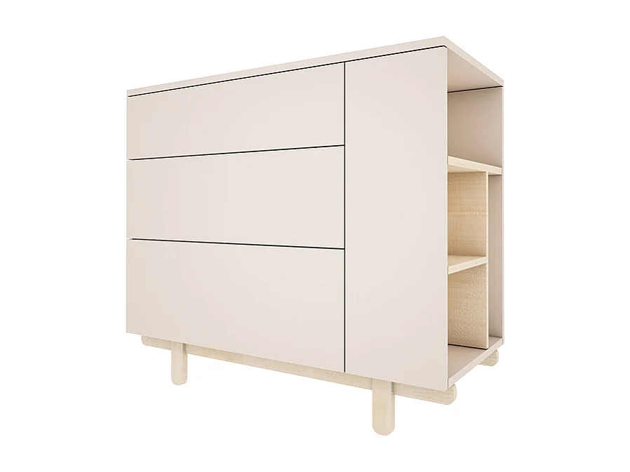 Lit évolutif 70x140 et commode 3 tiroirs Romy - Cachemire