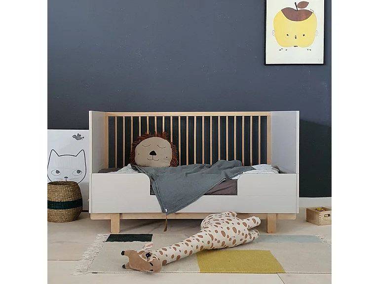 Lit évolutif 70x140 et commode 3 tiroirs Romy - Cachemire