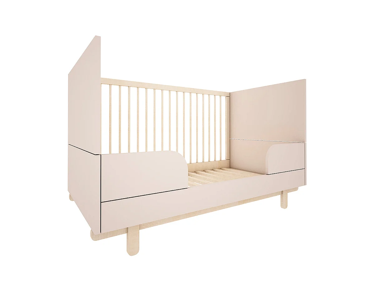 Lit évolutif 70x140 et commode 3 tiroirs Romy - Cachemire
