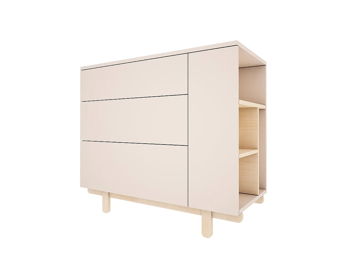 Lit évolutif 70x140 et commode 3 tiroirs Romy - Cachemire